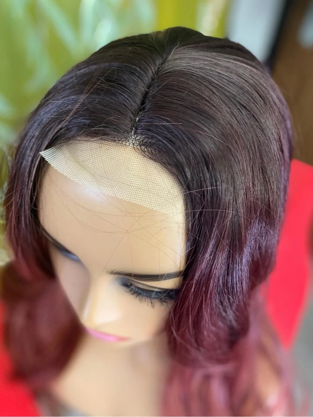 CLEARANCE Burgundy mixed amber Long Wavy Lace Front Wig
